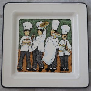 Brunelli Italian Four Chefs Plate Dinner Made in Italy White Green New